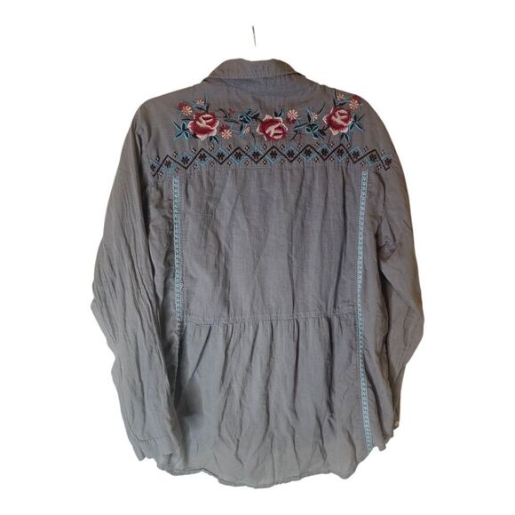 JOHNNY WAS 3J Workshop Bandit Blouse Collared Button Down - Size Medium - Picture 3 of 8